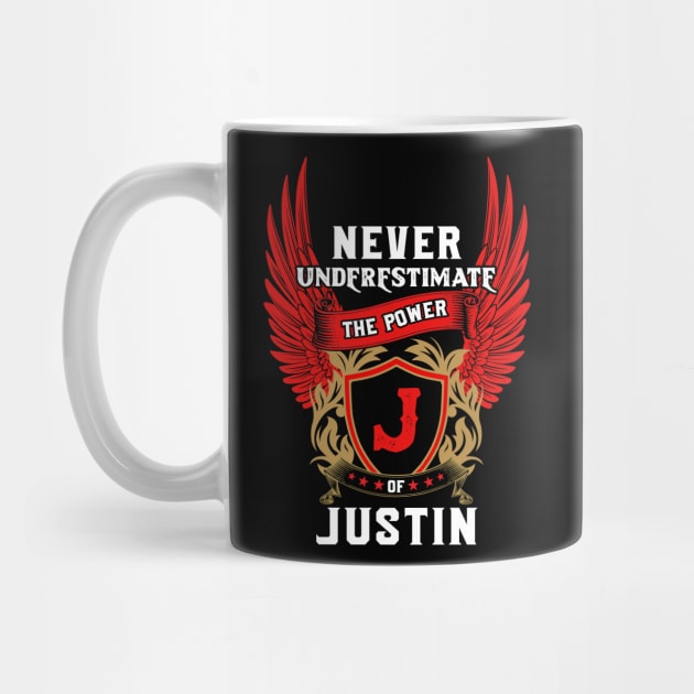 Never Underestimate The Power Justin - Justin First Name Tshirt Funny Gifts by dmitriytewzir